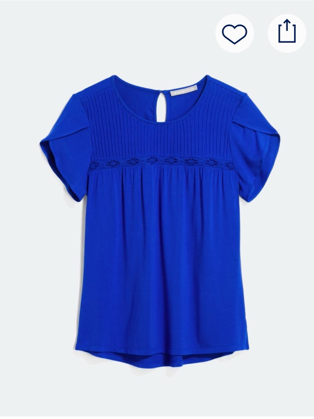 Daniel Rainn Cobalt Blue Keyhole Back Flutter Sleeve Top